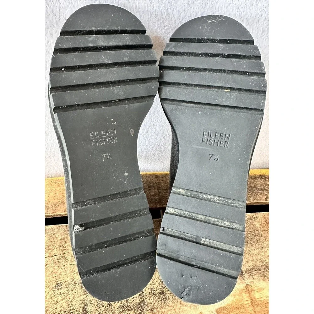 Eileen Fisher Chelsea Felt Wedge Ankle Boots Womens 7.5 Grey Good